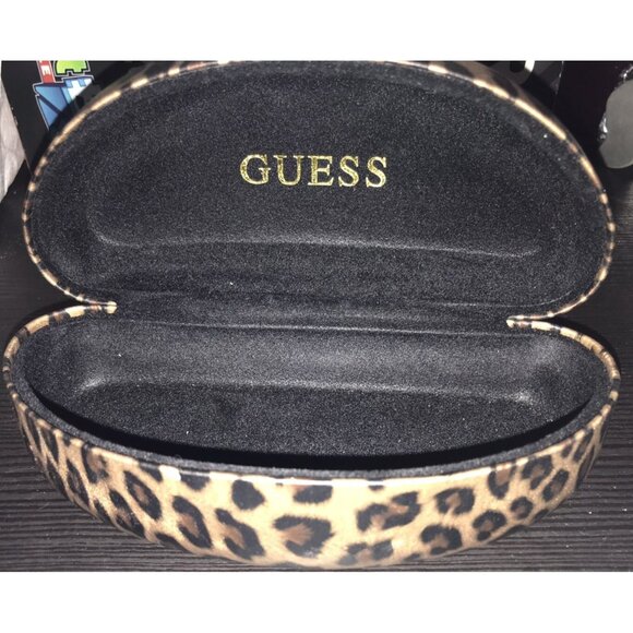 GUESS Glasses Case Hard Leopard Pattern Copper With Original Cleaning Cloth - Picture 3 of 5